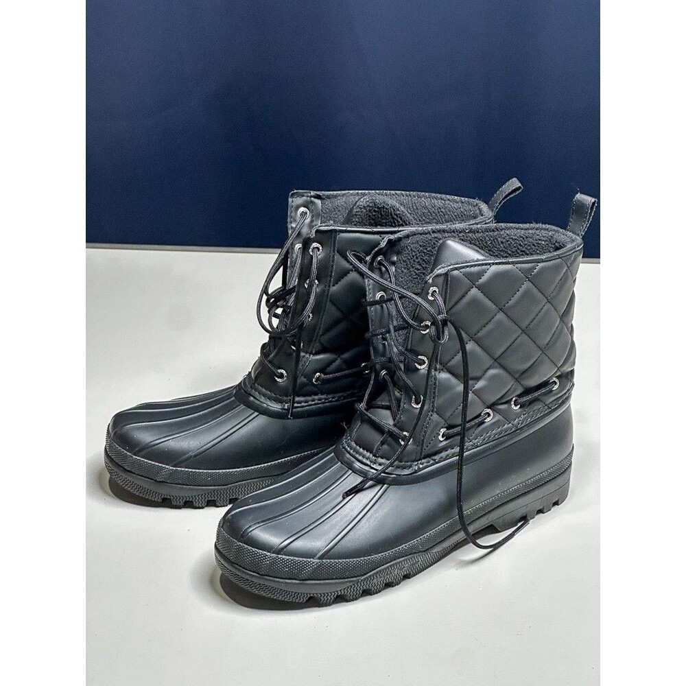 Sperry Men’s Quilted Winter Duck Boots Black Size 10M Waterproof Insulated STS83
